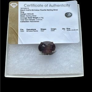 Bi-colour fluorite sterling silver ring